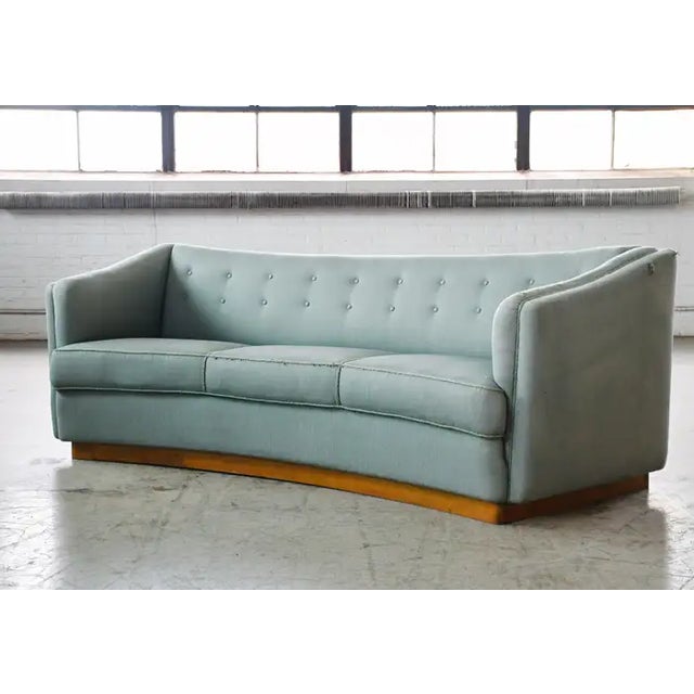 Fritz Hansen Danish 1940s Curved Sofa Model 1668 by Ole Wanscher for Fritz Hansen For Sale - Image 4 of 7