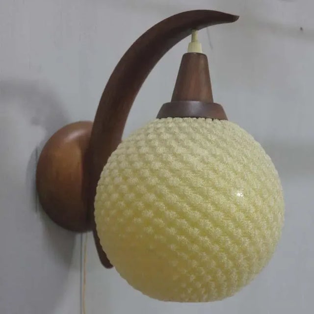 Mid-Century Danish Teak & Plastic Wall Lamp For Sale - Image 4 of 6