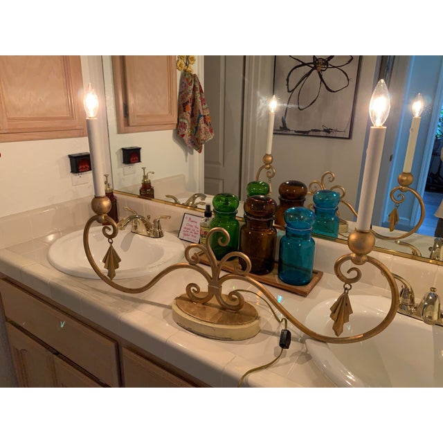 1960s Large Midcentury Modern Golden Candelabra Style Light Fixture For Sale In Sacramento - Image 6 of 12