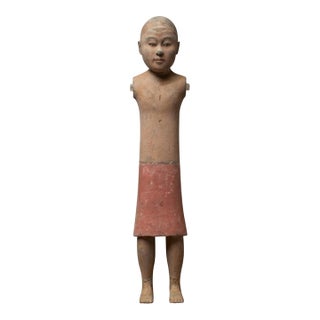 Rare Han Dynasty Style Terracotta Male Figure - Naked & Painted - 23" Height For Sale
