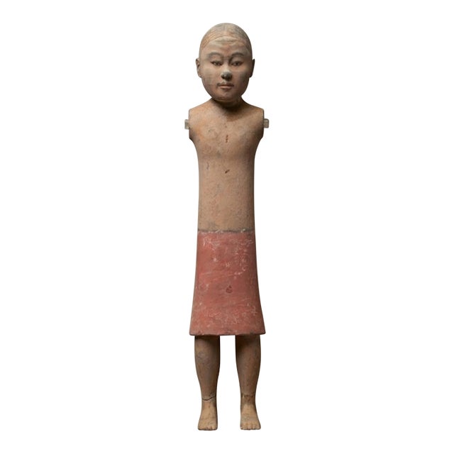 Rare Han Dynasty Style Terracotta Male Figure - Naked & Painted - 23" Height For Sale