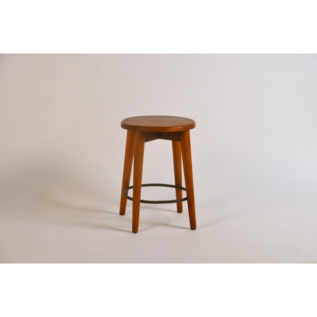 1950s Patinated Oak Stool in the Style of Les Artisans De Marolles For Sale - Image 5 of 11