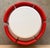 Mid-Century Modern Set of Vintage Round table with Six Chairs in Red and White Leather For Sale - Image 3 of 18