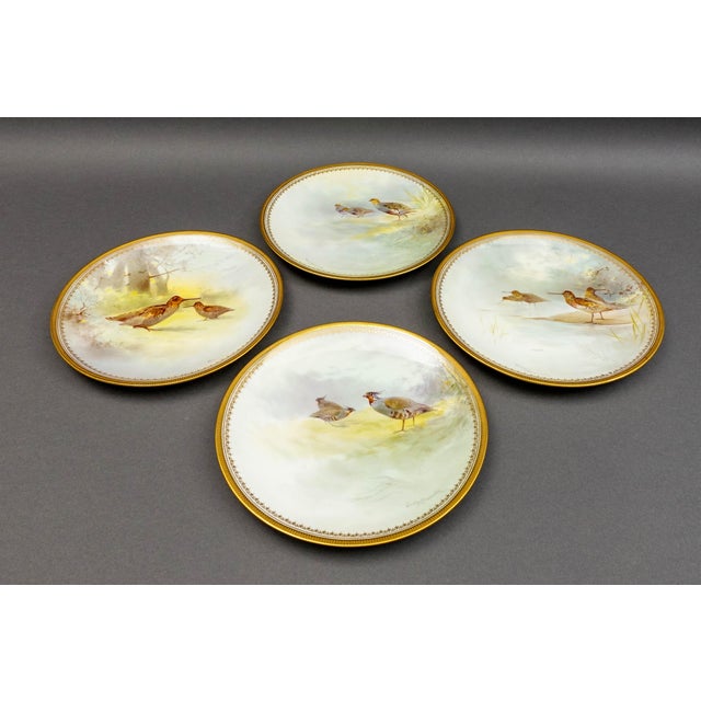 Royal Doulton England Joseph Hancock Hand Painted Bird Cabinet Plates Set Of 4. Measures approximately 8 7/8" diameter,...