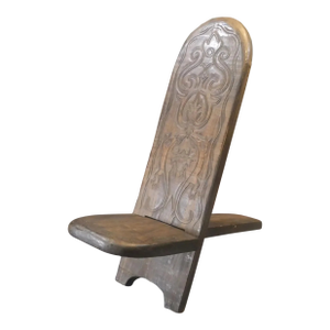 Vintage African Mid 20th Century Senufo Carved Wooden Stargazer Chair From the Ivory Coast