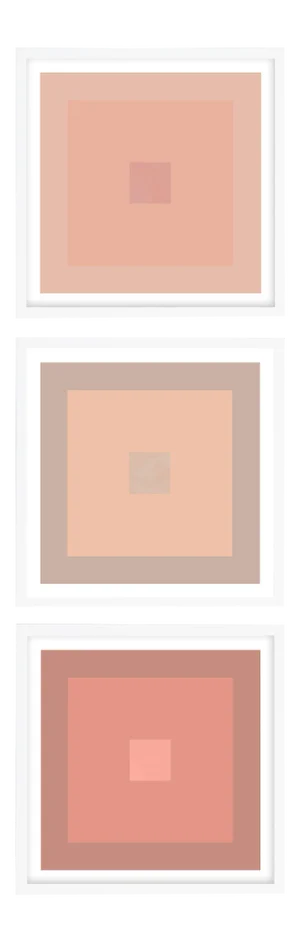 Minimal Geometric Color Study Prints Blush Nude Tones in White Frames - Set of 3