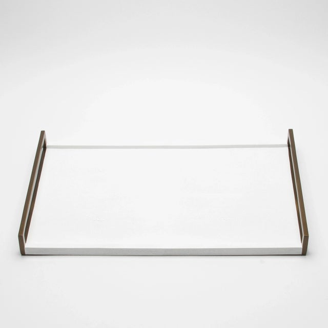 Rectangular Tray in White Shagreen With Bronze Patina Brass by R&y Augousti For Sale In Los Angeles - Image 6 of 7