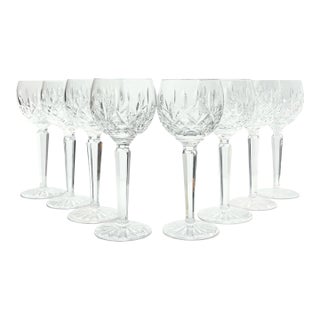 1980s Waterford “Lismore” Crystal Hock Wine Glasses - Set of 8 For Sale