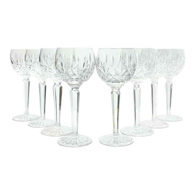 1980s Waterford “Lismore” Crystal Hock Wine Glasses - Set of 8 For Sale