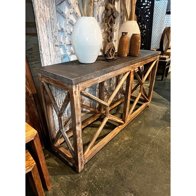 Grey Stone Top Open Console Table For Sale - Image 9 of 9