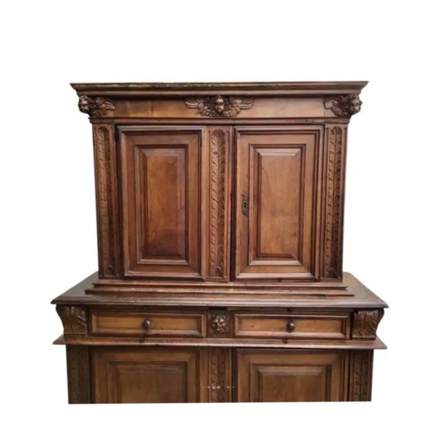 17th Century 17th Century Italian Baroque Walnut Cabinet With Rich Carvings For Sale - Image 5 of 10