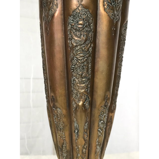 Mid 20th Century Antique Middle Eastern Copper Repousse Flower Vase For Sale - Image 5 of 12