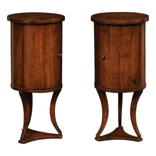 Italian Cylindrical End Tables w/Storage For Sale
