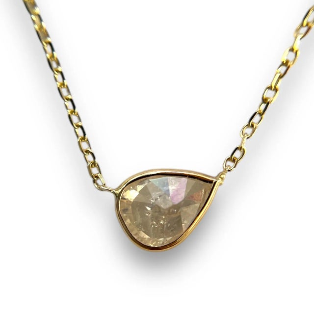 Modern 14k Yellow Gold 1.72ct Natural Diamond Bezeled Necklace For Sale - Image 3 of 6