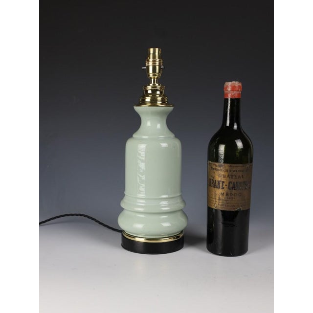 Victorian French Celadon Glazed Ceramic Oil Lamp, 1890 For Sale - Image 4 of 10