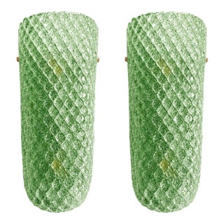 Contemporary Green “Graniglia” Rhombus Murano Glass Wall Lights - a Pair For Sale