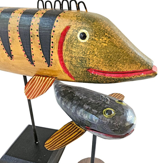 Contemporary Folk Art Fish Decoys by Ronald Derrow Set of 2 For Sale In Dallas - Image 6 of 18