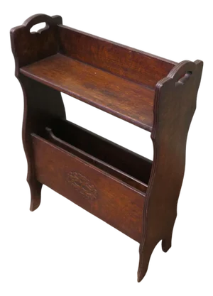 Arts and Crafts Open Front Oak Bookcase with Magazine Rack, 1920