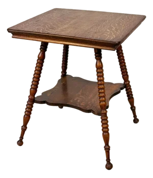 Antique Victorian Quartersawn Oak Square Parlor Table