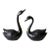 Vintage Painted Brass Black Swans Pair For Sale