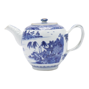 Chinese Porcelain Tea Pot With Lid & Strap Handle, C. 1760-80