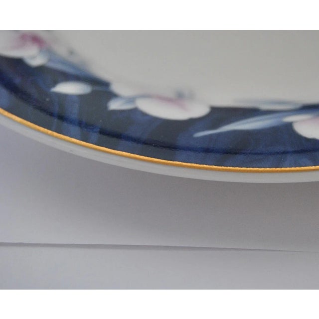 Ceramic Designer Cobalt Blue Porcelain Plates, Wedding Gift, Signed Yumi Katsura - Set of 4 For Sale - Image 7 of 12