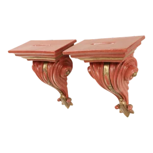 Late 20th Century Castilian Italian Neoclassical Style Glazed Ceramic Corbels - A Pair