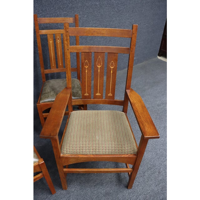 Stickley Set of 6 Stickley Harvey Ellis Mission Oak Dining Chairs For Sale - Image 4 of 15