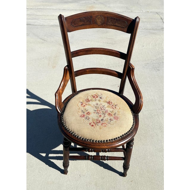 Victorian Set of 3 Antique 19th Century Needlepoint Chairs For Sale - Image 3 of 12