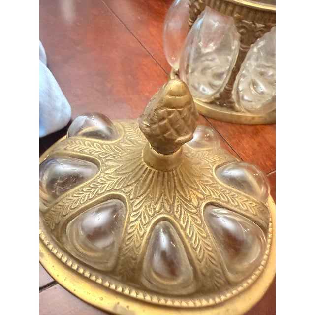 1950s Mid 20th Century Brass and Hand Blown Bubble Glass Jar For Sale - Image 5 of 5