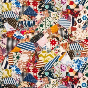 Schumacher x Johnson Hartig Hotch Potch Crazy Quilt Fabric in Document