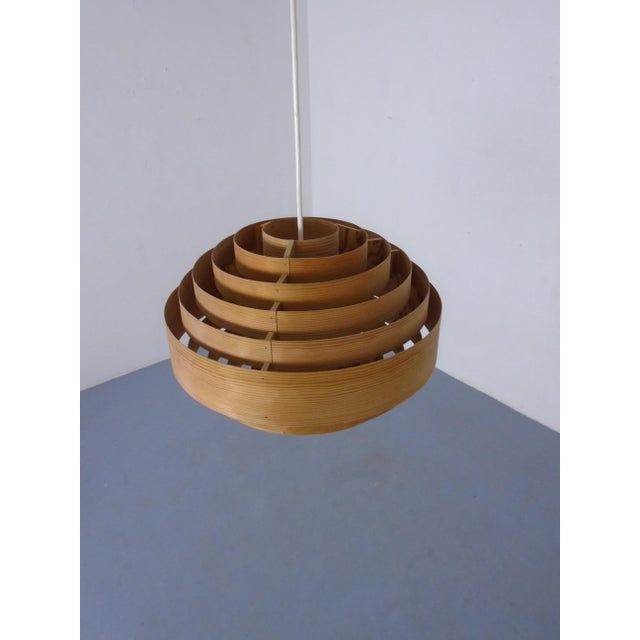 Brown Wooden Lamella Ceiling Lamp by Hans-Agne Jakobsson for Ab Markaryd, Sweden, 1960s For Sale - Image 8 of 15