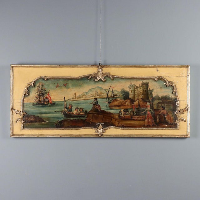 Unknown, Painting Sea and Port View, Oil on Panel For Sale - Image 12 of 12