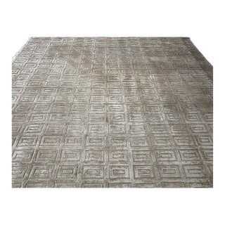 Rh Rajouri Silk & Wool Rug – 12' × 15' Wheat | Hand-Knotted Silk & Wool | Nepalese Artisan Construction For Sale