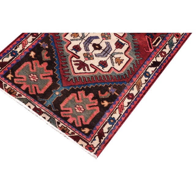 Rustic Boho Chic Tabriz Red/Beige Wool Runner Rug- 3'2'' X 9'0'' For Sale - Image 3 of 10