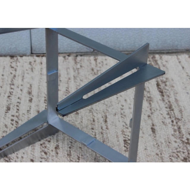 Black 1970s Brushed Steel Interlocking Side Table For Sale - Image 8 of 10