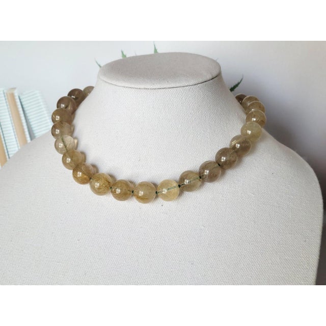 Rutilated Quartz & Turquoise Beaded Necklace by Noblesse Oblige Studio, 18" For Sale - Image 9 of 13