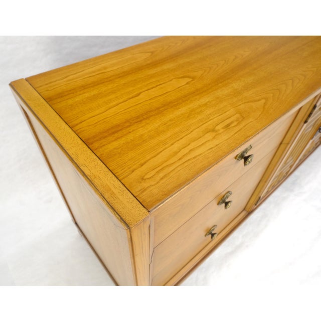 Tangerine Thomasville 9 Drawers Two Door Compartment 75” Long Dresser Credenza MINT For Sale - Image 8 of 16