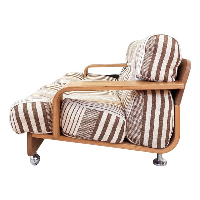 70s Mario Bellini Cassina "Pianura" style Oak Two Seater Sofa Loveseat (2 of 2) For Sale