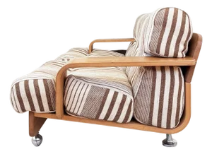 70s Mario Bellini Cassina "Pianura" style Oak Two Seater Sofa Loveseat (2 of 2)