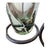 Mexican Glass Vase With Black Scroll Metal Stand, Green Tinted Trumpet Vase, Spanish Revival Mediterranean Decor, 11 Inch For Sale - Image 4 of 11