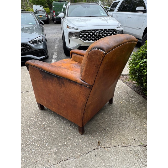 Mid 20th Century Mid 20th Century Vintage Brown Leather Chair For Sale - Image 5 of 14