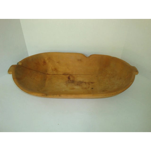 Wood Long Primitive Wood Bread Dough Bowl Oval Trough For Sale - Image 7 of 7