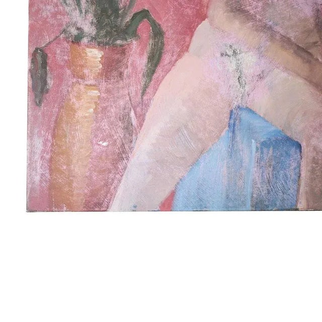 Tall Portrait Nude and Botanical Motif Painting of a Woman in Pink, Clair Seglem For Sale In Oklahoma City - Image 6 of 9