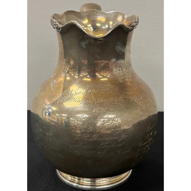 Silver Harry Payne Whitney Sterling Silver Pitcher Engraved Westchester Polo Cups Newport 1891 For Sale - Image 8 of 13