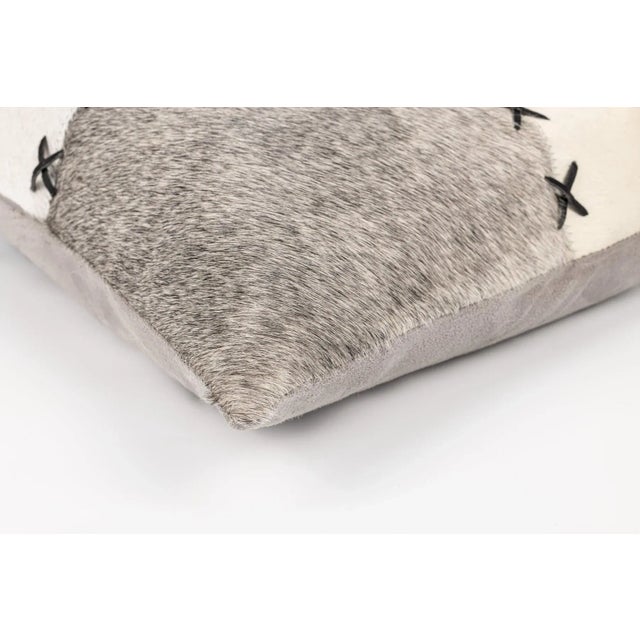 Canvello Genuine Cowhide Leather Decorative Throw Pillow With Feather Down Insert For Sale - Image 4 of 4