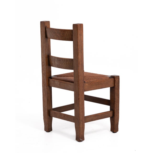 Joseph McHugh Arts & Crafts Mission Oak Dining Chairs Mackmurdo Stickley Roycroft a Set of Four For Sale - Image 10 of 18