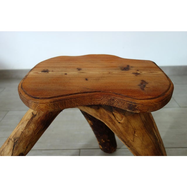 Brutalist Wooden Plant Holder Stool, France, 1960s For Sale - Image 4 of 14