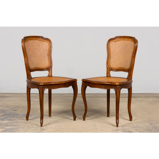 Set of 8 Early 20th Century French Louis XV Style Walnut Cane Dining Chairs For Sale - Image 14 of 18