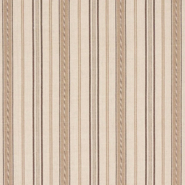 Sample - Schumacher Lightfoot Stripe Fabric in Coffee For Sale